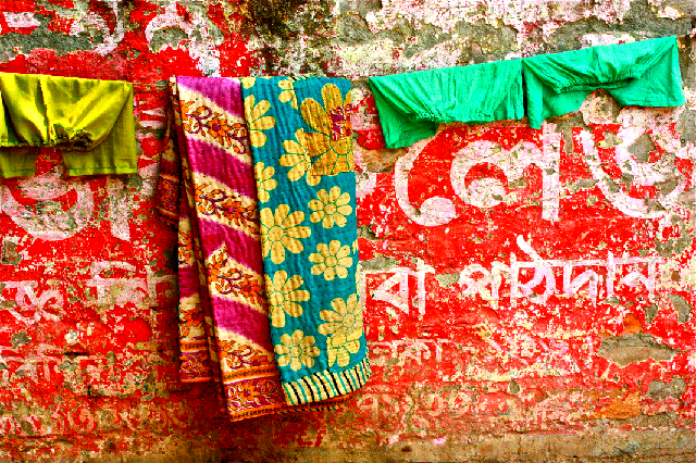 Kantha sjaal in Bangladesh