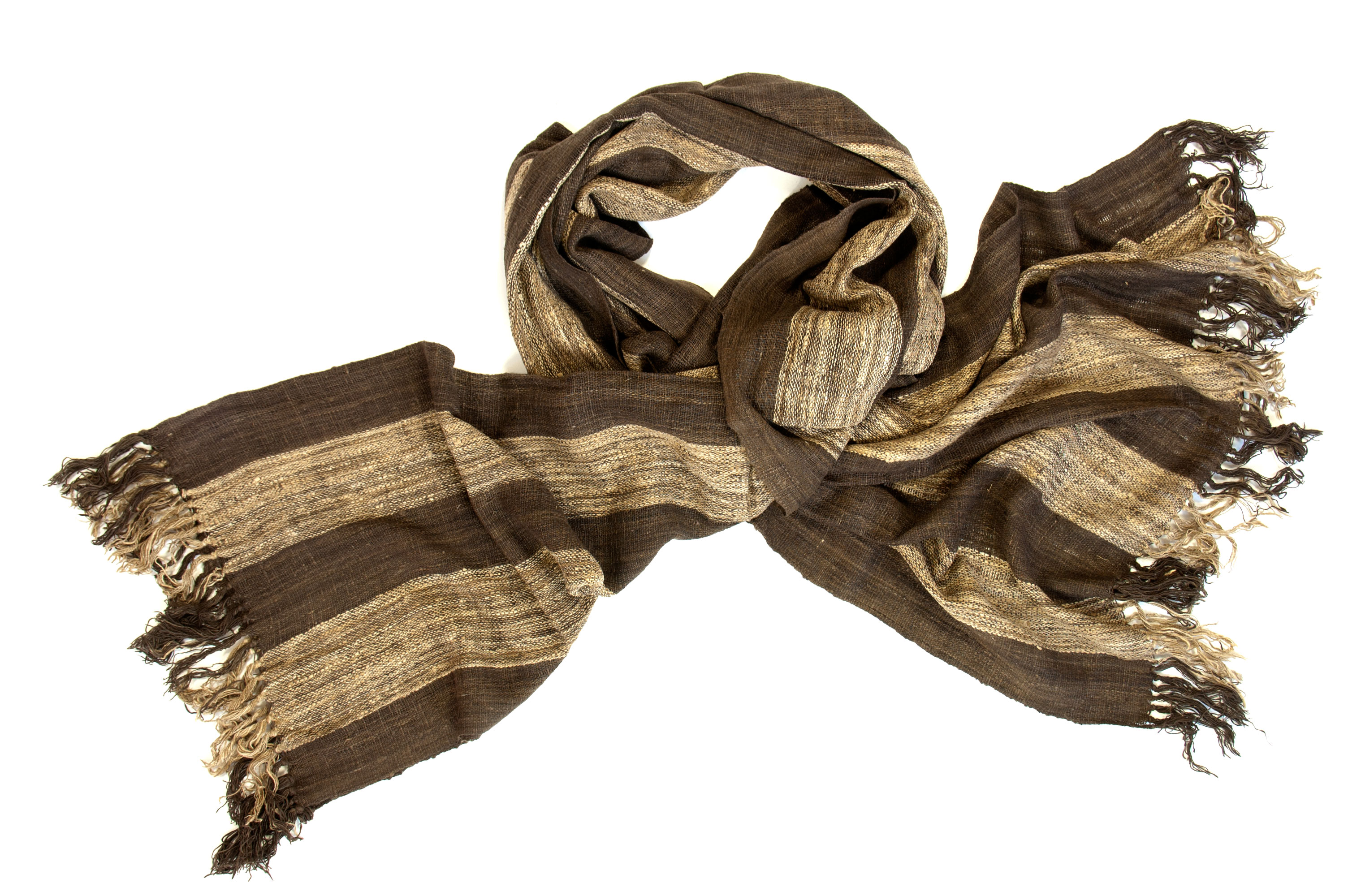 Sjaal van wilde zijde met beige counting flowers