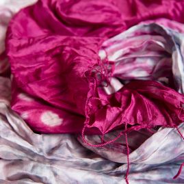 Silk scarf tie-dye pinkish