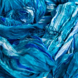Silk scarf blue velvet