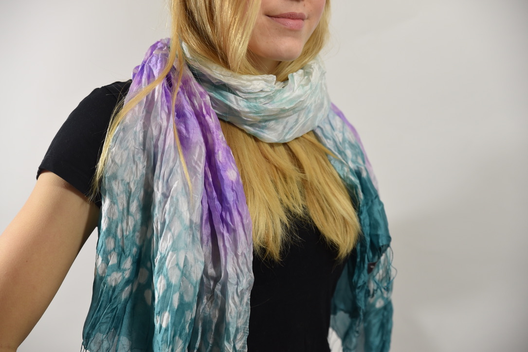 Rainbow Colors Tie Dye Silk Scarf