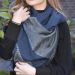 Very soft woolen scarf in navy and grey