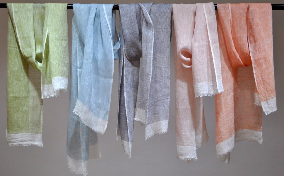 Linen scarf Mariam coral