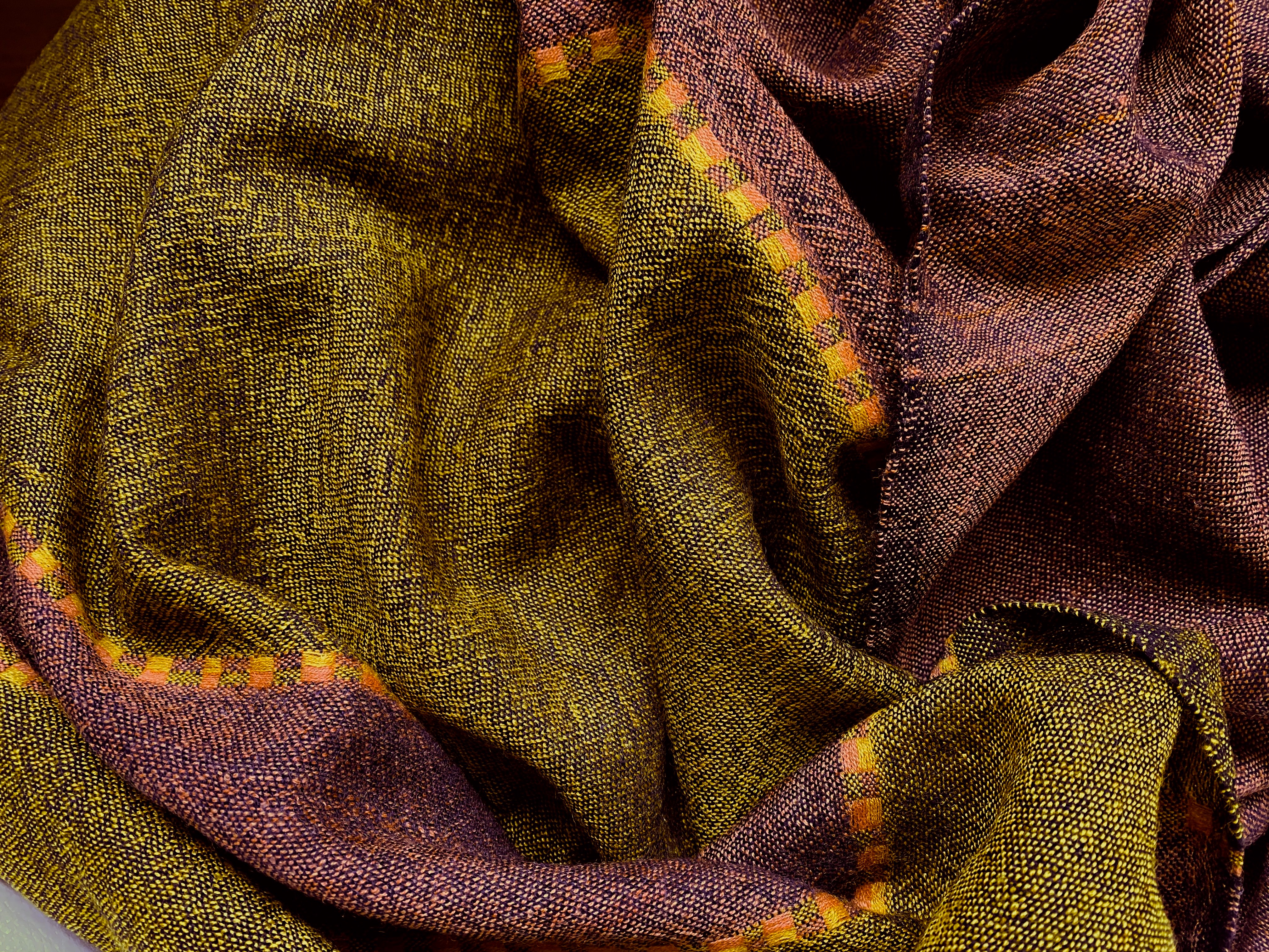 Woolen scarf Fasil copper/mustard