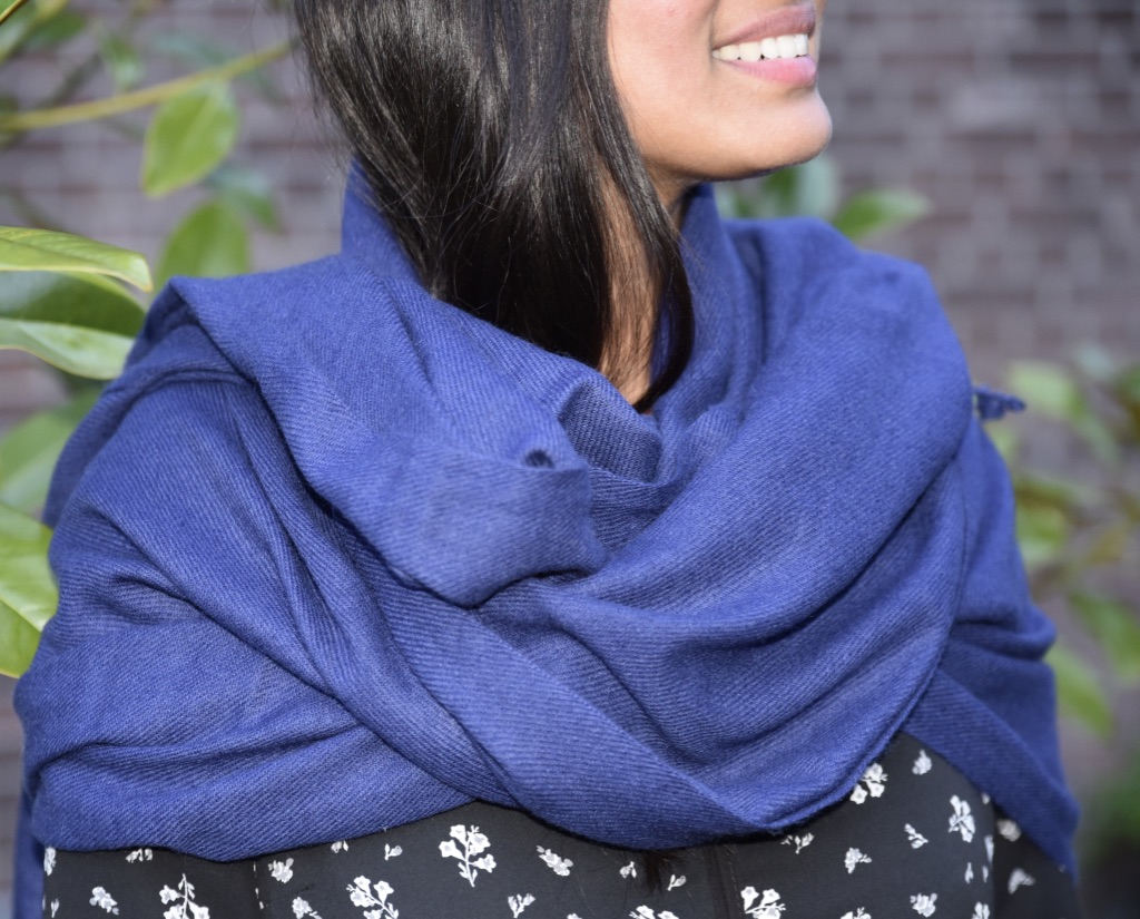Cashmere stola/sjaal nachtblauw