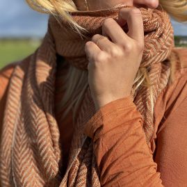 Orange fishbone scarf from Cambodia