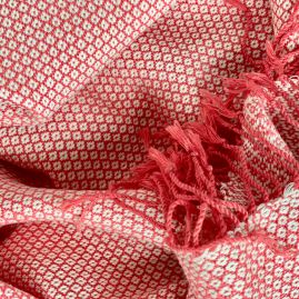 Coral scarf in diamond pattern