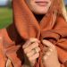Orange scarf in diamond pattern