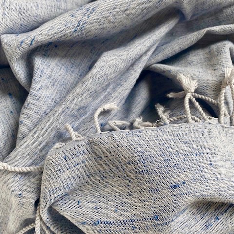 Silk/cotton mix scarf in blue